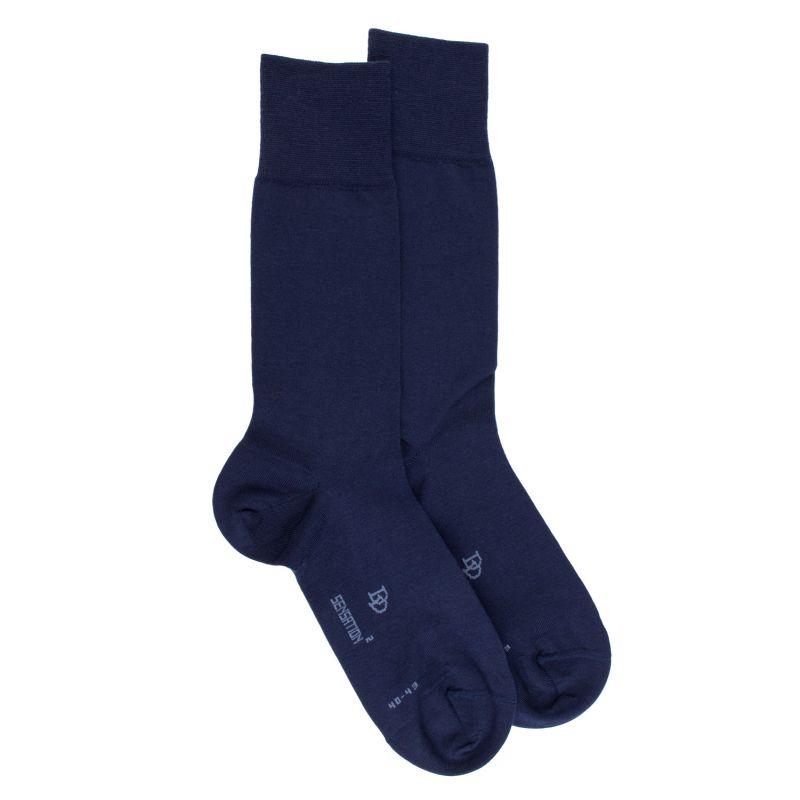 doré doré Chaussettes homme Sensation en laine mérinos & Coton égyptien - Bleu caban