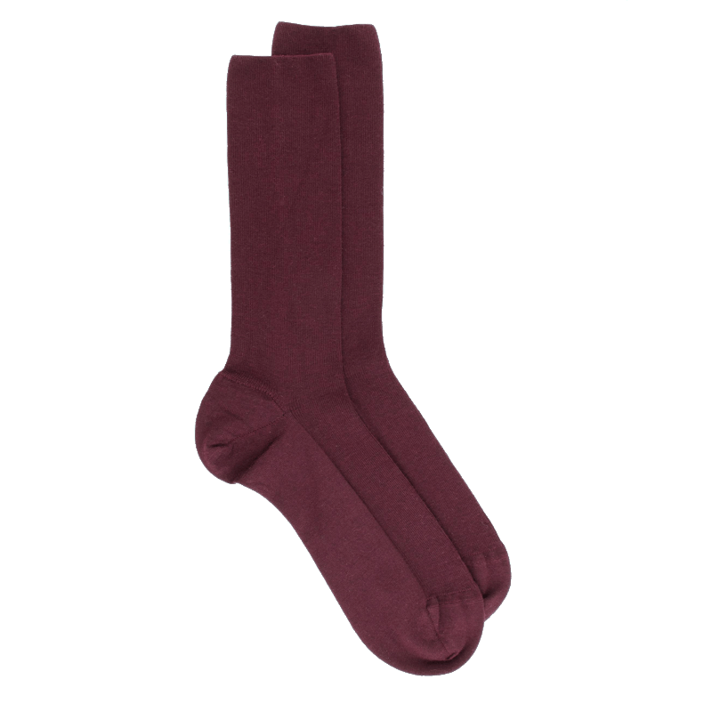 doré doré Chaussettes homme spéciales jambes sensibles sans bord élastique en laine - Aubergine