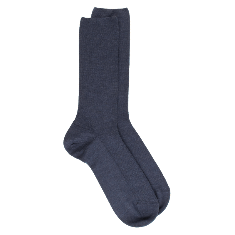 doré doré Chaussettes homme spéciales jambes sensibles sans bord élastique en laine - Bleu