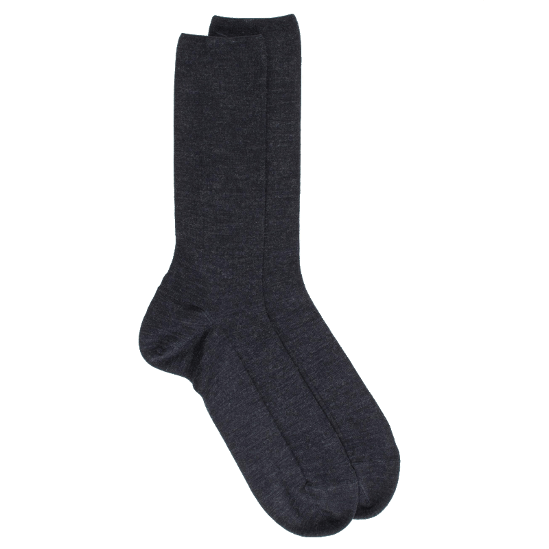 Doré Doré Chaussettes Homme Spéciales Jambes Sensibles Sans Bord élastique En Laine - Gris