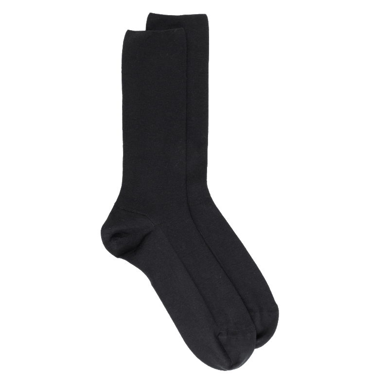 doré doré Chaussettes homme spéciales jambes sensibles sans bord élastique en laine - Noir