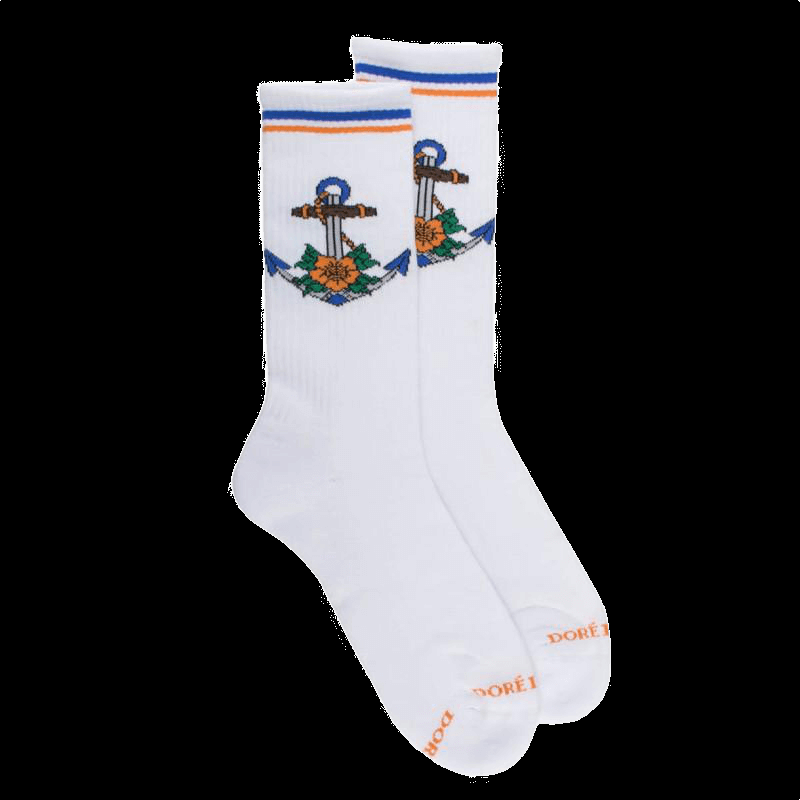 doré doré Chaussettes hommes à bouclettes - Motif ancre