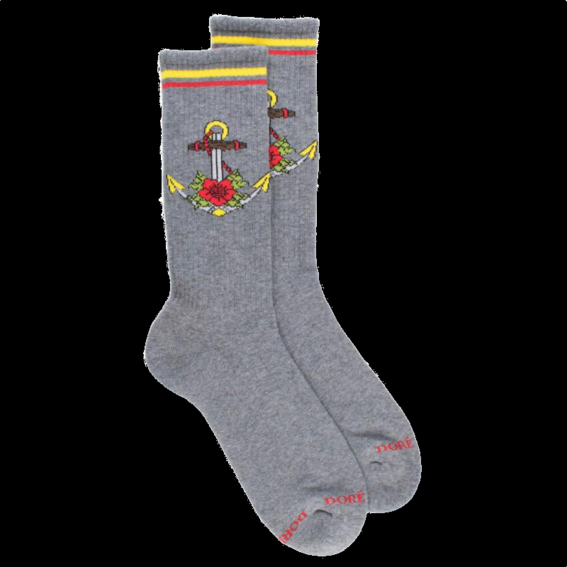 doré doré Chaussettes hommes à bouclettes - Motif ancre