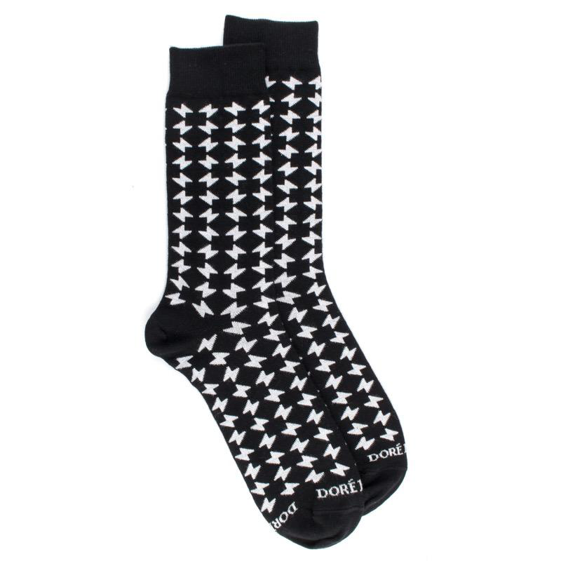 doré doré Chaussettes hommes en coton à motifs géométriques - Noir et blanc