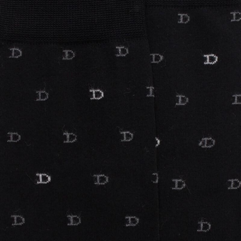 Doré Doré Chaussettes Hommes En Fil D'Ecosse Avec Petit Motif D En Deux Couleurs - Noir