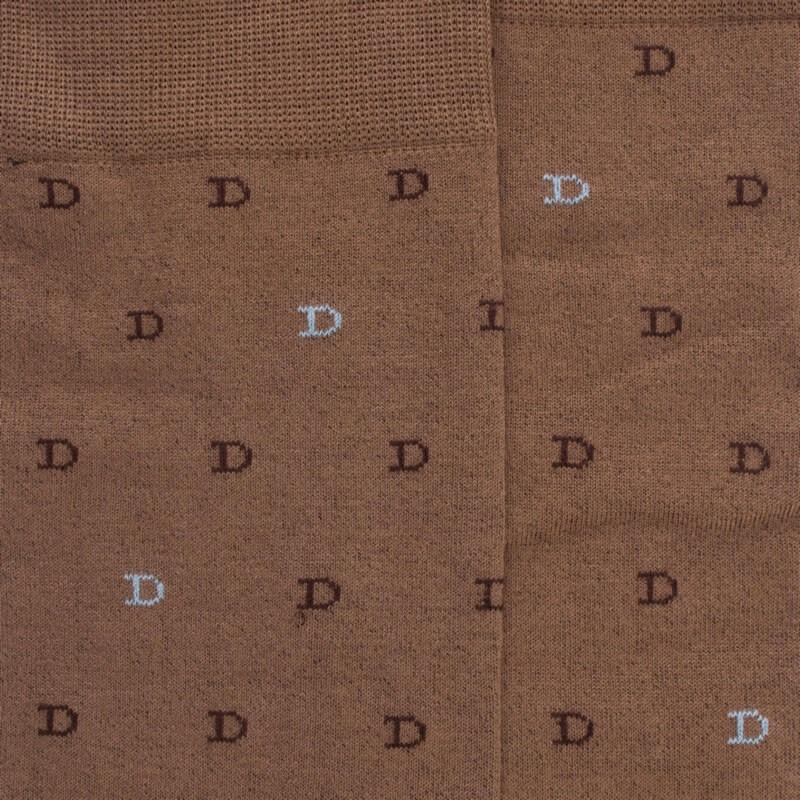 Doré Doré Chaussettes Hommes En Fil D'Ecosse Avec Petit Motif D En Deux Couleurs - Marron Caille
