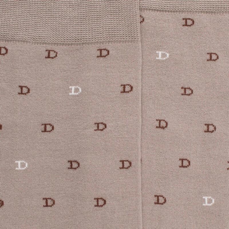 Doré Doré Chaussettes Hommes En Fil D'Ecosse Avec Petit Motif D En Deux Couleurs - Gris