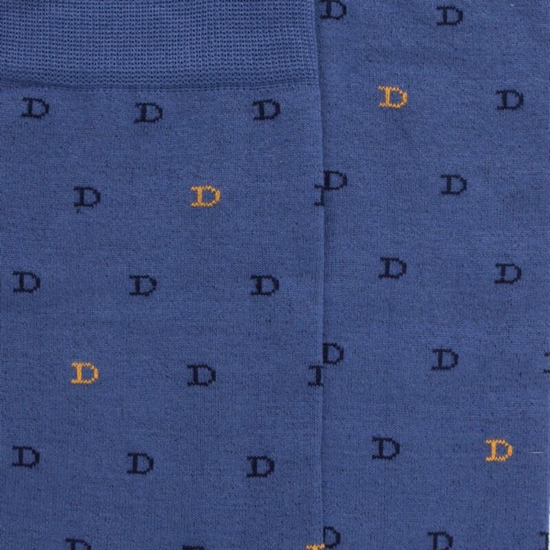 Doré Doré Chaussettes Hommes En Fil D'Ecosse Avec Petit Motif D En Deux Couleurs - Bleu