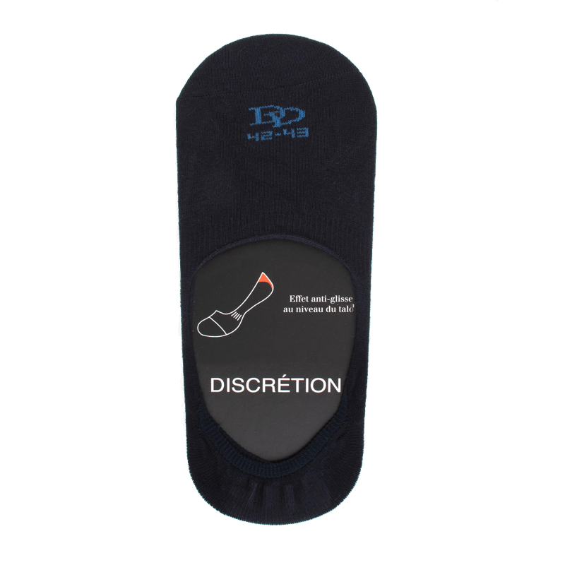 doré doré Chaussettes invisibles homme en coton égyptien et bandes anti-glisse - Bleu marine