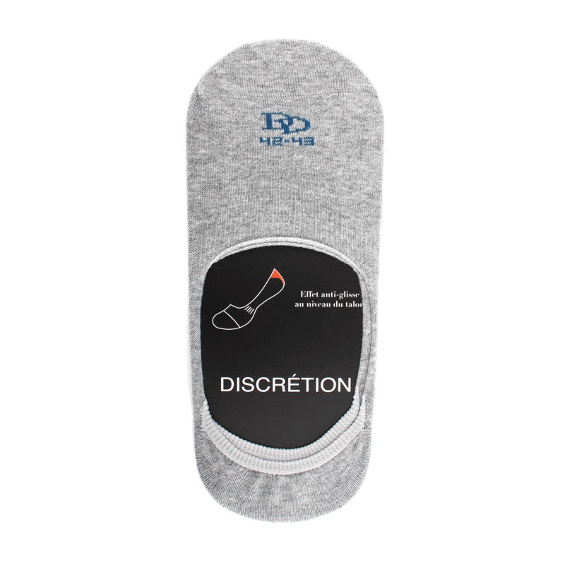 doré doré Chaussettes invisibles homme en coton égyptien et bandes anti-glisse - Gris