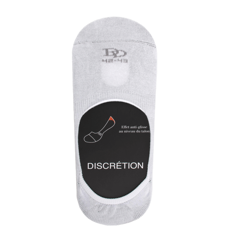 doré doré Chaussettes invisibles homme en coton égyptien et bandes anti-glisse - Blanc
