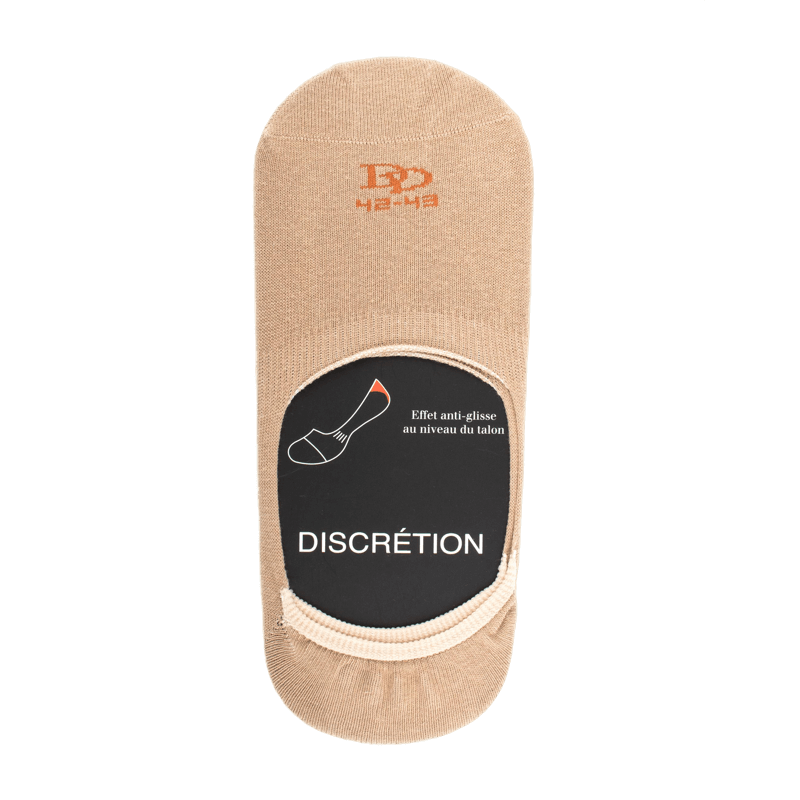 doré doré Chaussettes invisibles homme en coton égyptien et bandes anti-glisse - Beige