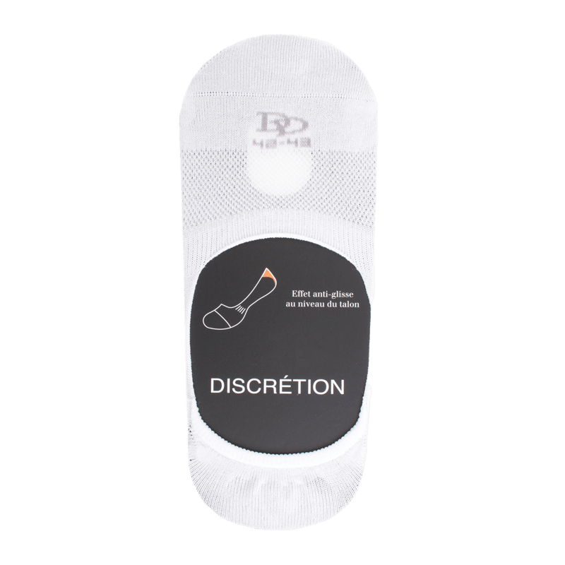 doré doré Chaussettes invisibles homme en fil d'écosse et bandes anti-glisse - Blanc
