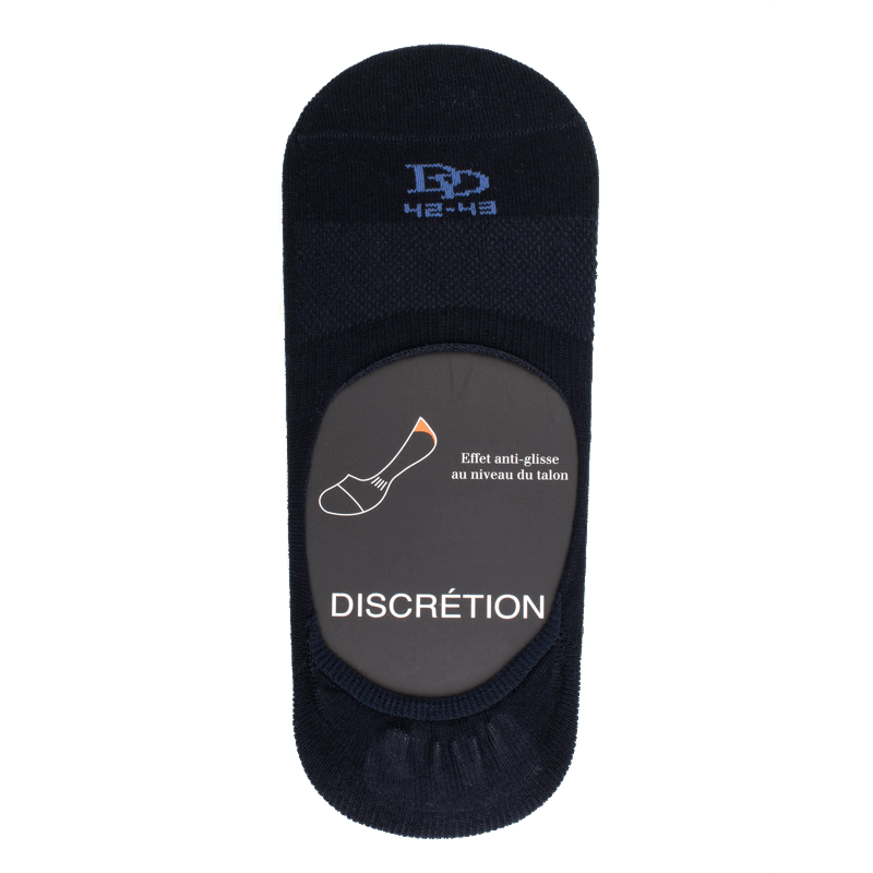 doré doré Chaussettes invisibles homme en fil d'écosse et bandes anti-glisse - Bleu foncé