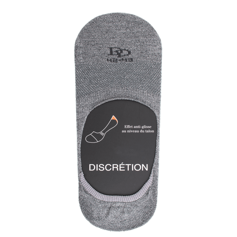 doré doré Chaussettes invisibles homme en fil d'écosse et bandes anti-glisse - Gris
