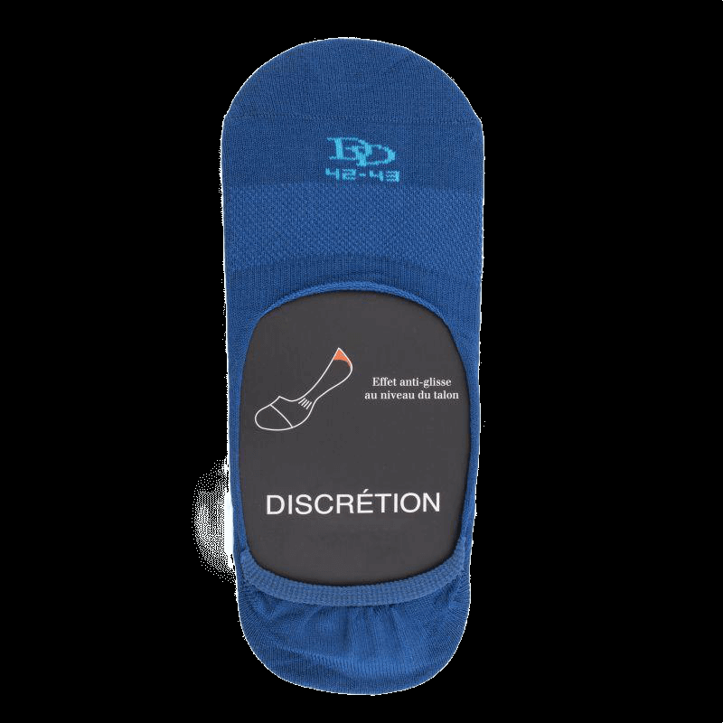 doré doré Chaussettes invisibles homme en fil d'écosse et bandes anti-glisse - Bleu