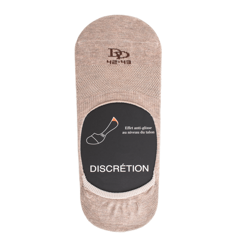 doré doré Chaussettes invisibles homme en fil d'écosse et bandes anti-glisse - Beige