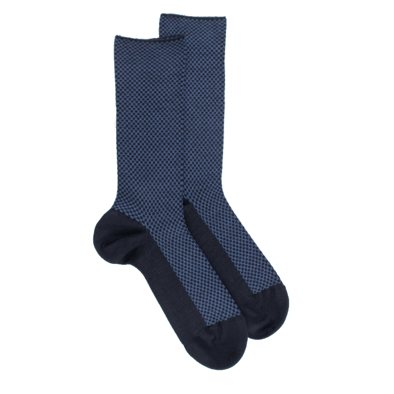 doré doré Chaussettes laine à motifs géométrique - Bleu marine