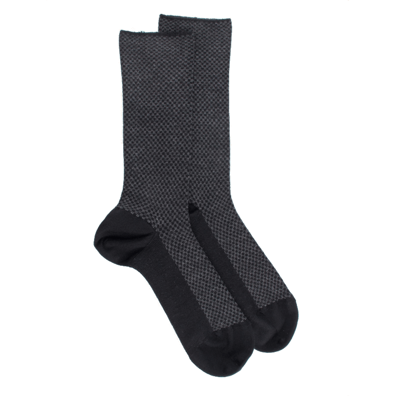 doré doré Chaussettes laine à motifs géométrique - Noir et gris