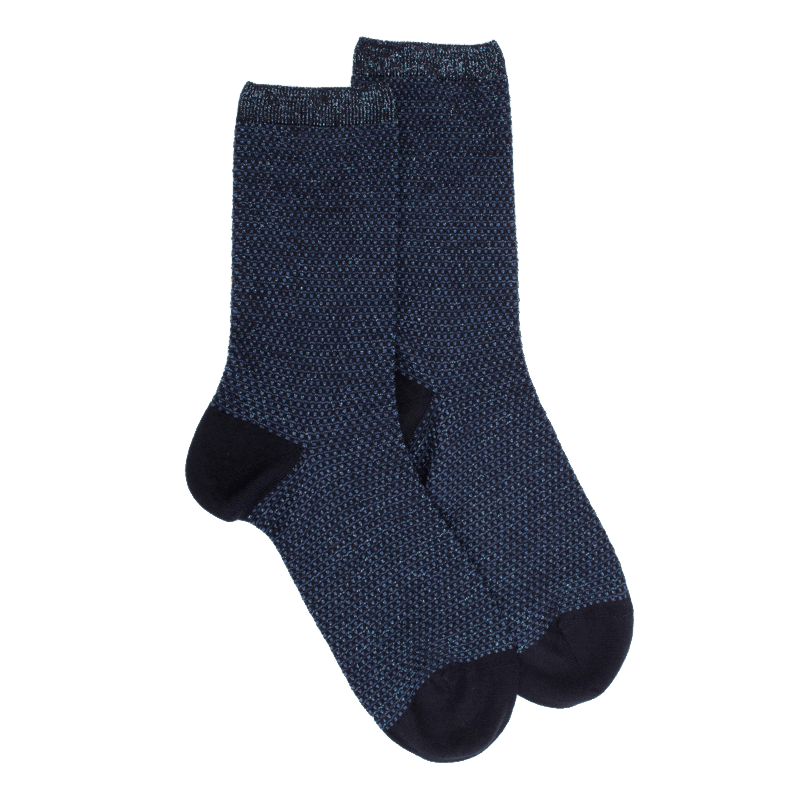doré doré Chaussettes laine avec micro pois - Bleu marine