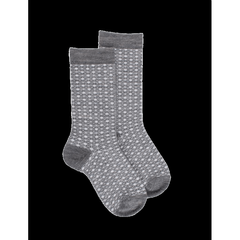 doré doré Chaussettes laine et lurex motifs géométriques - Gris