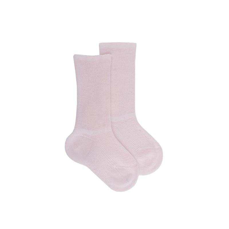 doré doré Chaussettes longues à côtes pour enfants en fil d'Ecosse 100% uni - Rose Azalée