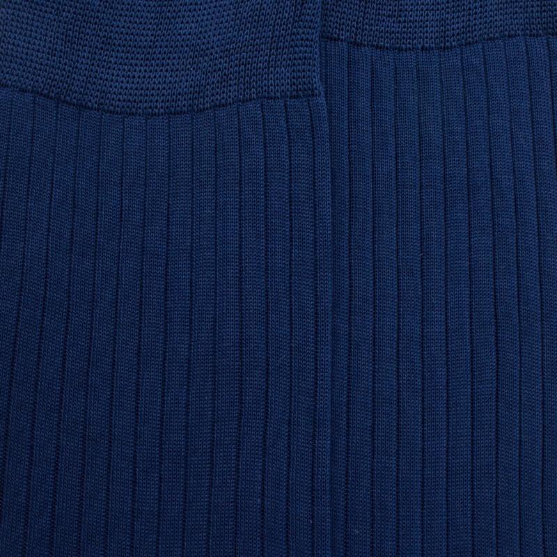 Doré Doré Chaussettes Longues Côtelées Pour Hommes En Fil D'Ecosse Unicolore à 100% - Bleu Voilier