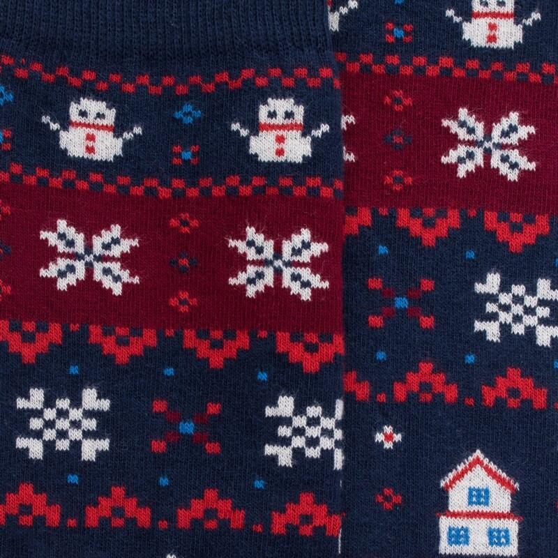 Doré Doré Chaussettes Longues En Coton Pour Femmes Avec Motif Grec De Noël - Bleu Voilier