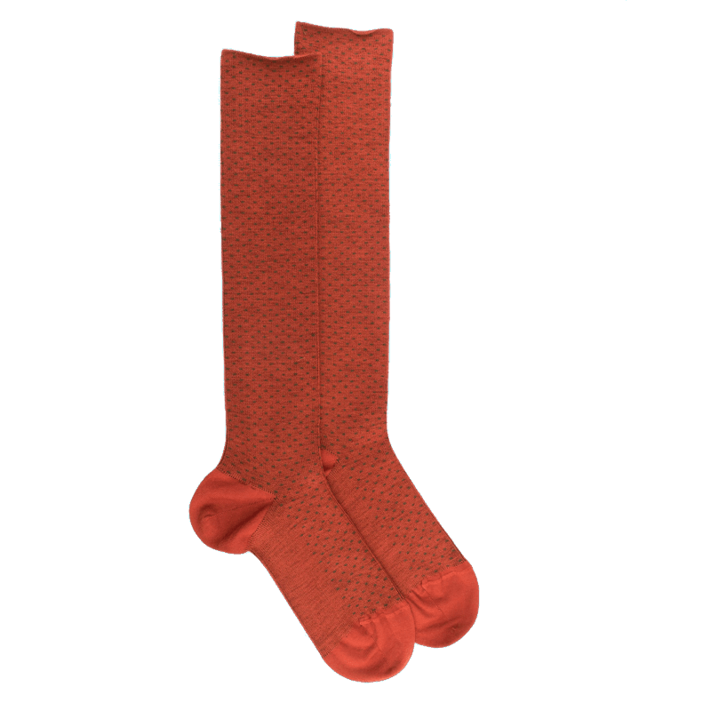 doré doré Chaussettes longues en laine pour femmes avec motifs à tirets - Orange henné
