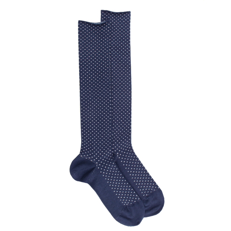 doré doré Chaussettes longues en laine pour femmes avec motifs à tirets - Bleu Caban