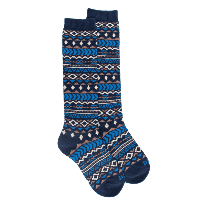 doré doré Chaussettes longues pour enfants en coton à motifs tribaux - Bleu Voilier