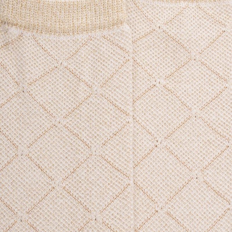 Doré Doré Chaussettes Longues Pour Femmes En Coton égyptien Et Cachemire Avec Effet Brillant à Motifs De Diamants - Écru