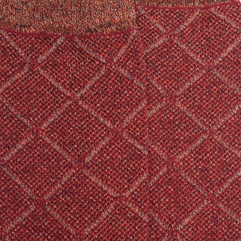 Doré Doré Chaussettes Longues Pour Femmes En Coton égyptien Et Cachemire Avec Effet Brillant à Motifs De Diamants - Rouge Griotte