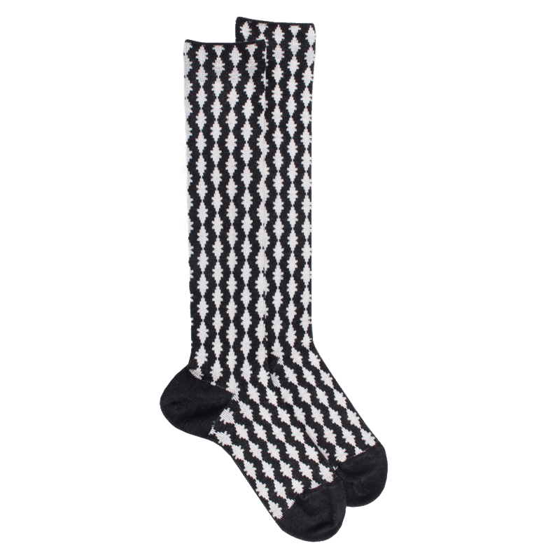 doré doré Chaussettes longues pour femmes en laine à motifs étoilés - Gris anthracite