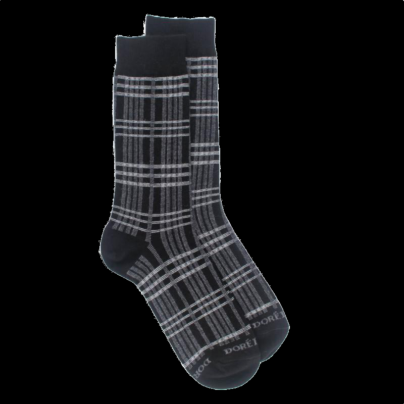 doré doré Chaussettes motif tartan en coton doux - Noir