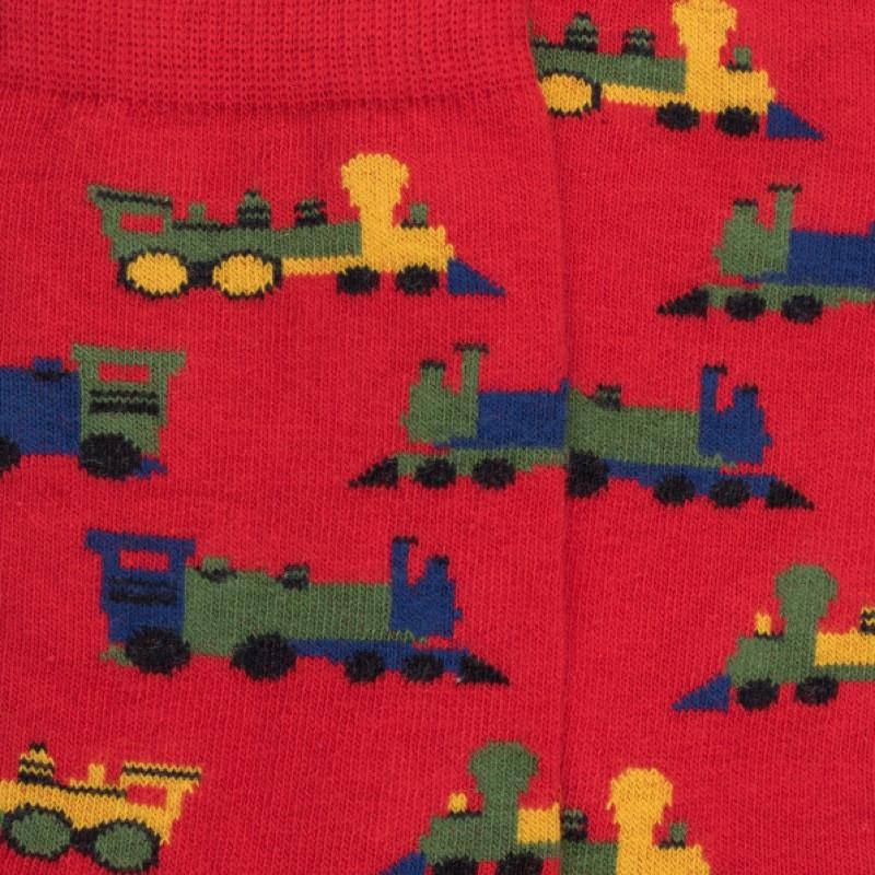 Doré Doré Chaussettes Motifs De Petits Trains - Rouge