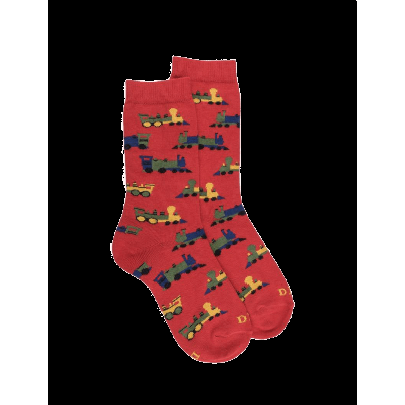 doré doré Chaussettes motifs de petits trains - Rouge
