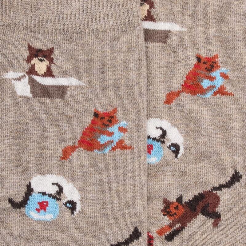 Doré Doré Chaussettes Pour Enfants En Coton à Motifs De Chats - Beige Sahara