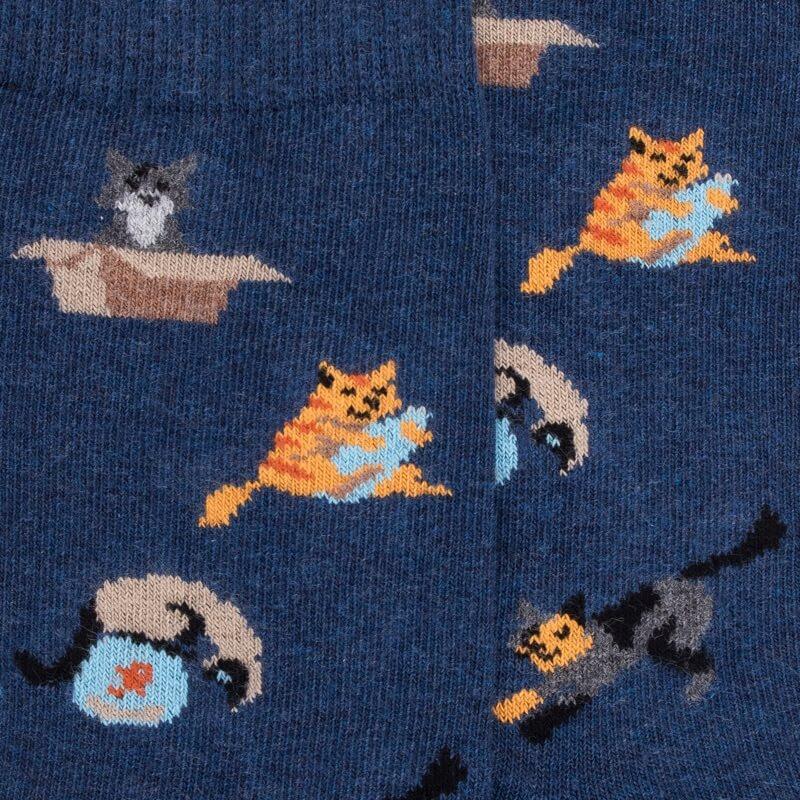 Doré Doré Chaussettes Pour Enfants En Coton à Motifs De Chats - Bleu Pêcheur