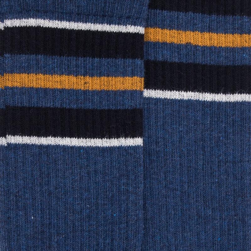 Doré Doré Chaussettes Pour Enfants En Coton éponge Uni Avec Rayures Sur Le Bord - Bleu Pêcheur