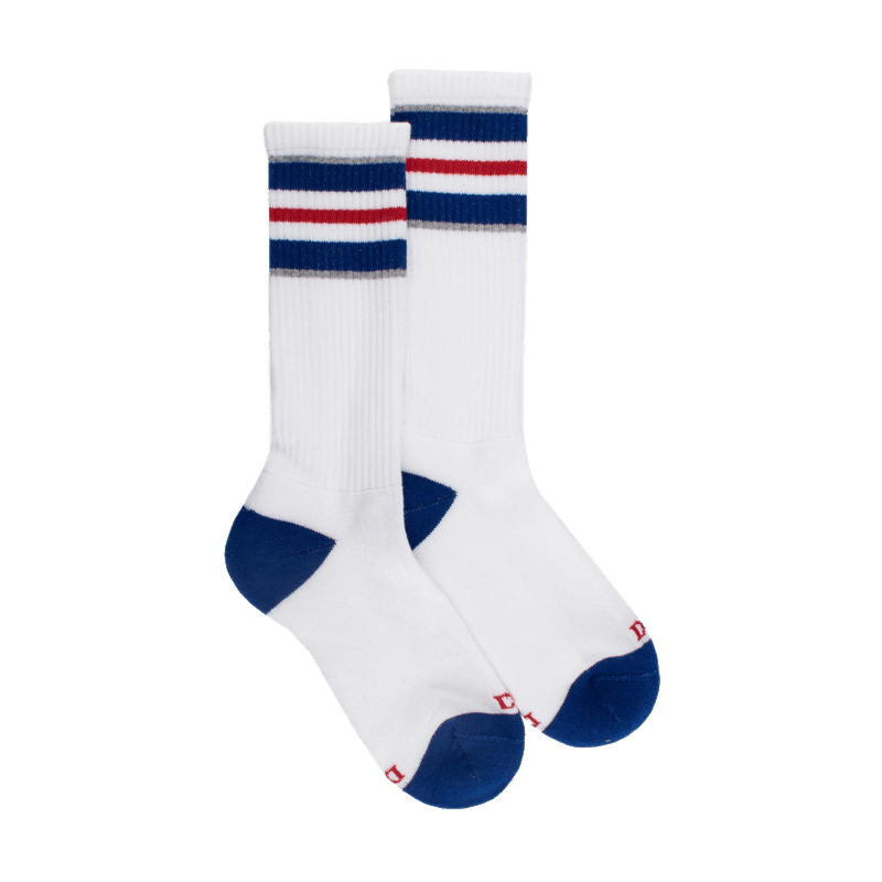 doré doré Chaussettes pour enfants en coton éponge uni avec rayures sur le bord - Blanc