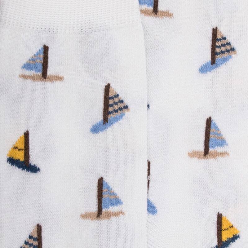 Doré Doré Chaussettes Pour Enfants En Fil D'Ecosse à Motifs De Voile - Blanc