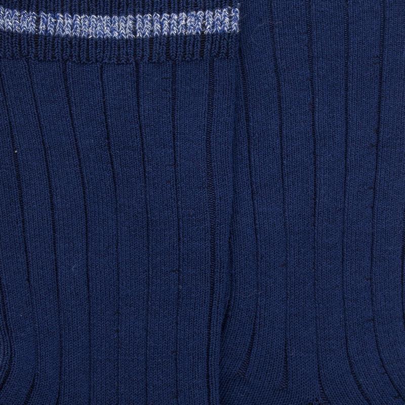 Doré Doré Chaussettes Pour Enfants En Fil D'Ecosse Uni Et Côtelé - Bleu Voilier