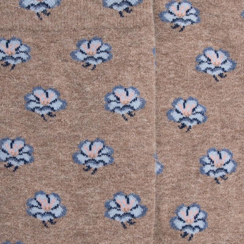 Doré Doré Chaussettes Pour Femmes En Angora Et Coton Avec Motifs De Fleurs à Sept Pétales - Beige Capuccino