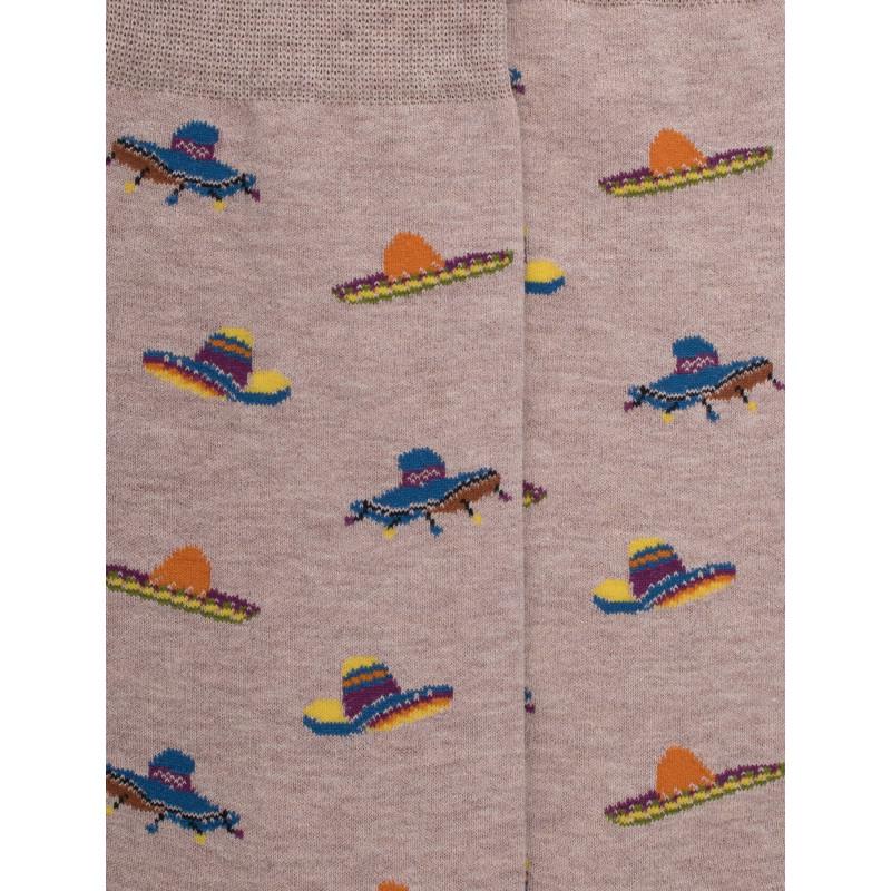Doré Doré Chaussettes Pour Hommes En Coton à Motifs Sombrero - Beige Sahara