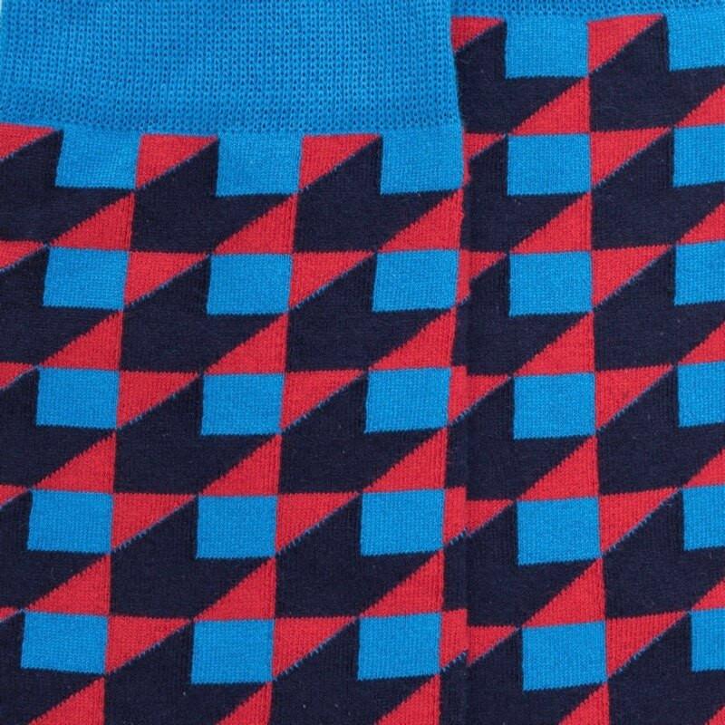 Doré Doré Chaussettes Pour Hommes En Coton égyptien Avec Motifs Géométriques - Bleu