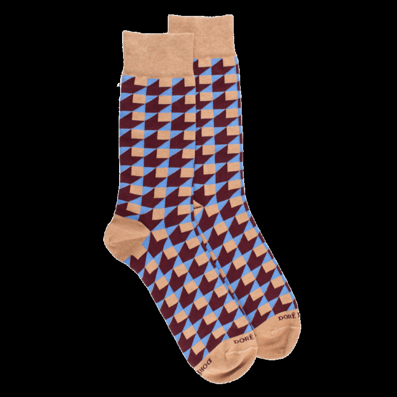Doré Doré Chaussettes Pour Hommes En Coton égyptien Avec Motifs Géométriques - Beige Désert