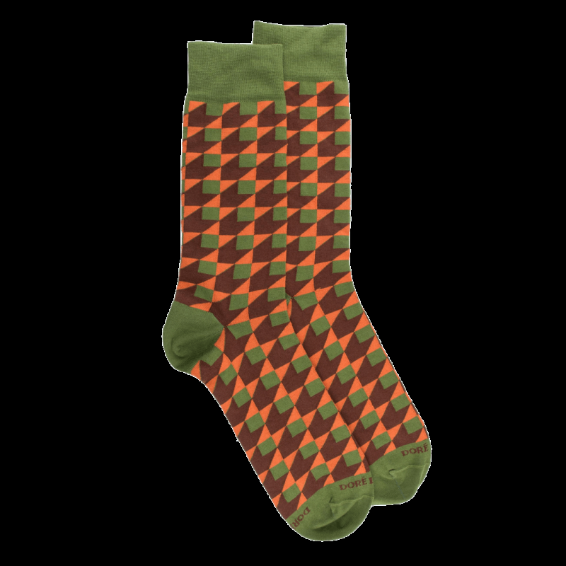 Doré Doré Chaussettes Pour Hommes En Coton égyptien Avec Motifs Géométriques - Vert Campagne