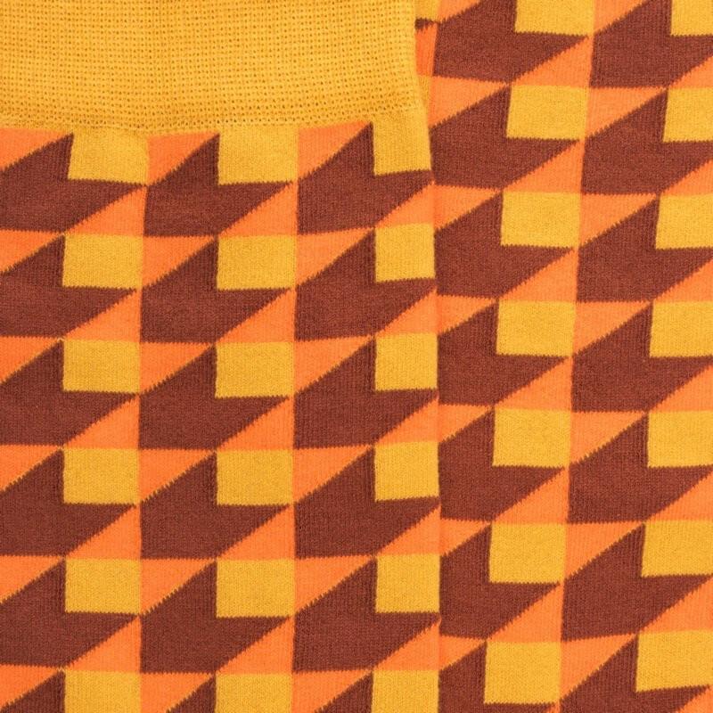 Doré Doré Chaussettes Pour Hommes En Coton égyptien Avec Motifs Géométriques - Jaune Moutarde