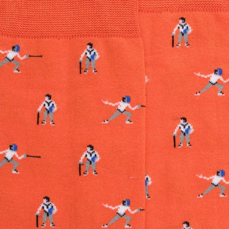 Doré Doré Chaussettes Pour Hommes En Fil D'Ecosse à Motifs D'escrime - Abricot